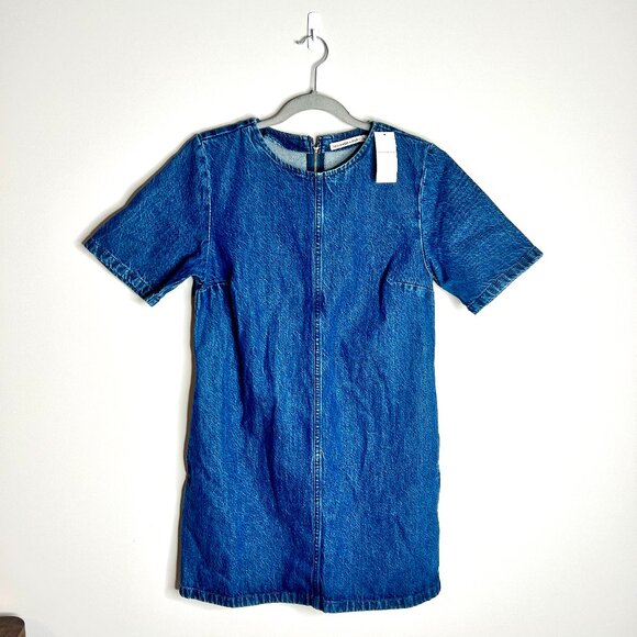Abercrombie & Fitch Denim Shift Mini Dress Medium Wash Western Boho Size S NWT - Picture 2 of 5